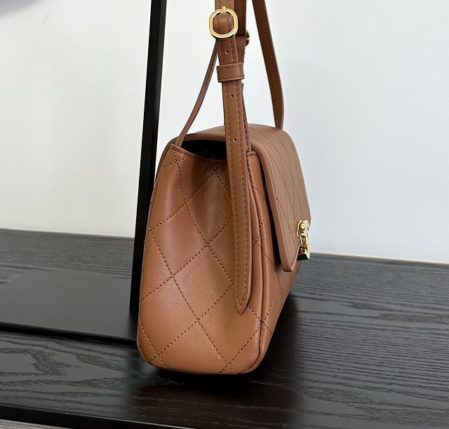 CC lambskin small flap bag AS6489 brown