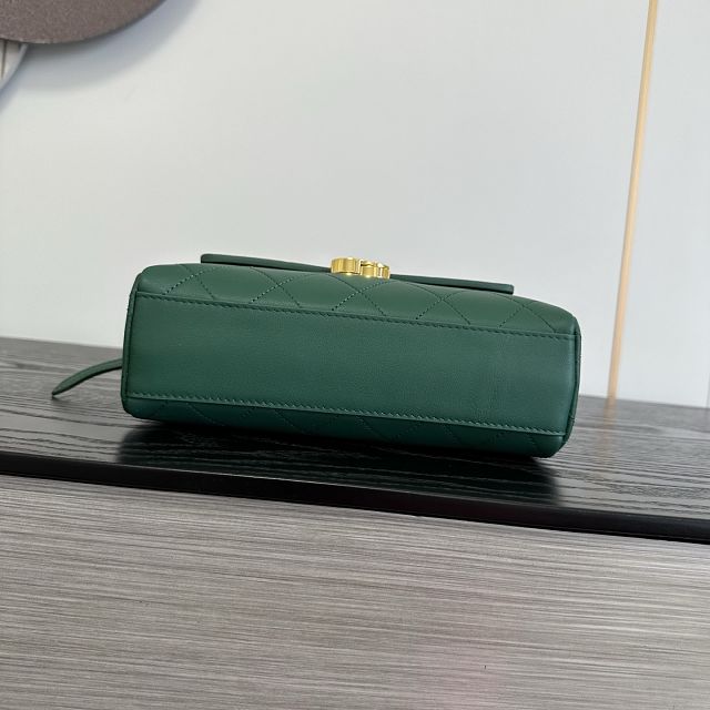 CC lambskin small flap bag AS6489 green