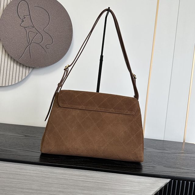 CC suede calfskin maxi flap bag AS6482 brown