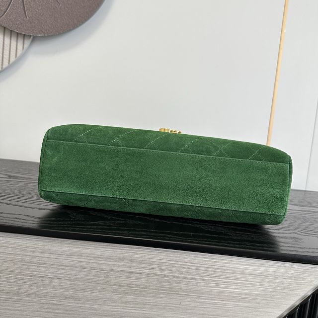 CC suede calfskin maxi flap bag AS6482 green