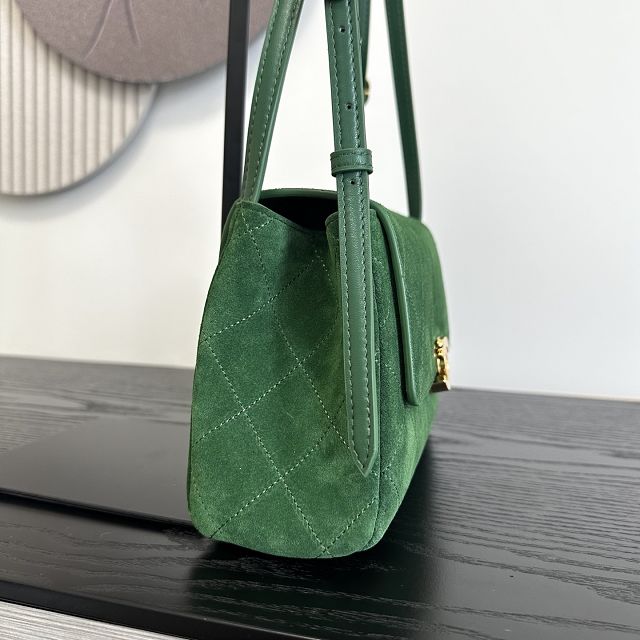 CC suede calfskin small flap bag AS6489 green