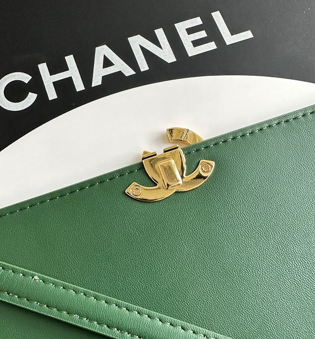 CC suede calfskin small flap bag AS6489 green