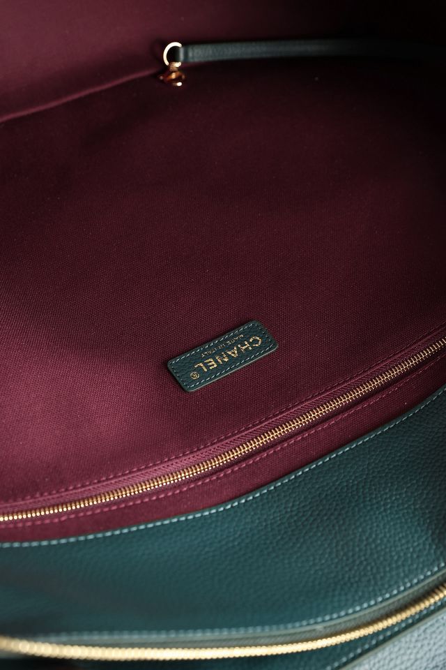 CC grained calfskin large shopping bag AS6245 dark green