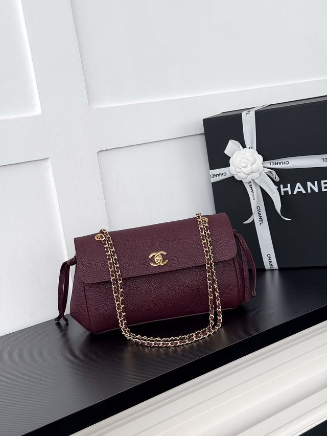 CC grained calfskin small tote bag AS6427 bordeaux