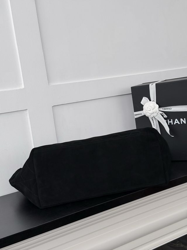 CC suede calfskin large shopping bag AS6475 black