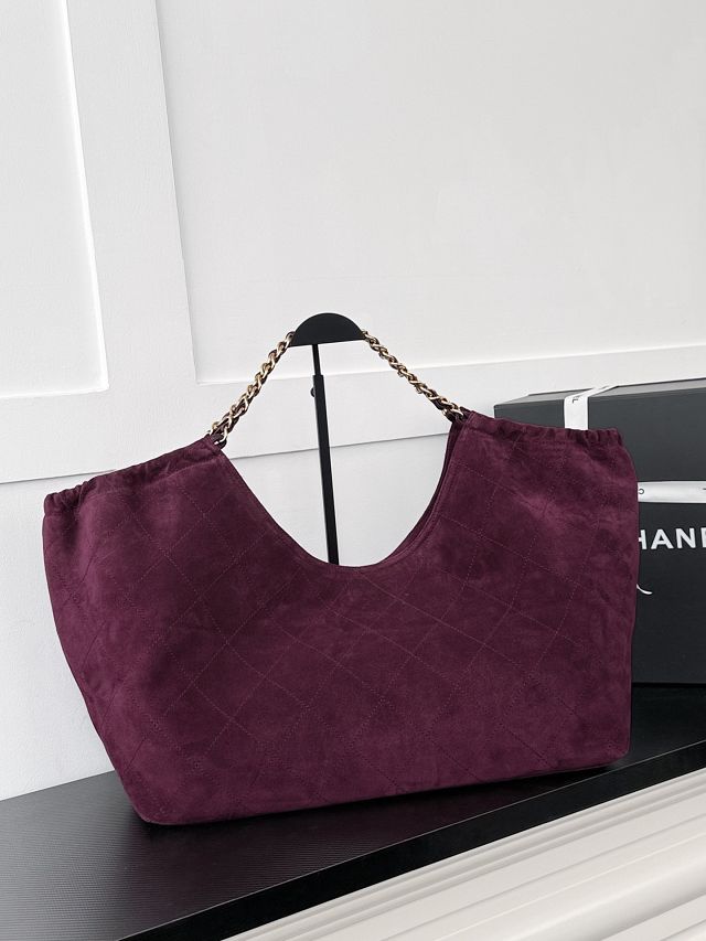 CC suede calfskin large shopping bag AS6475 burgundy