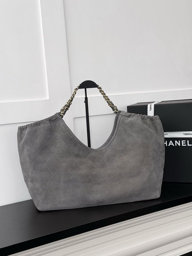 CC suede calfskin large shopping bag AS6475 grey