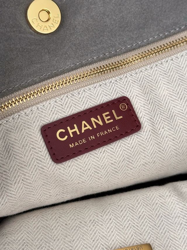 CC suede calfskin large shopping bag AS6475 grey