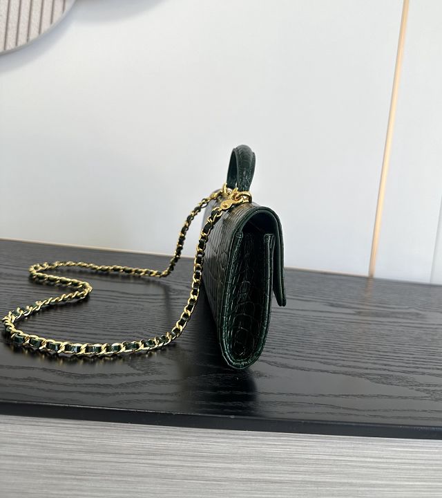 CC crocodile calfskin clutch with chain AP5280