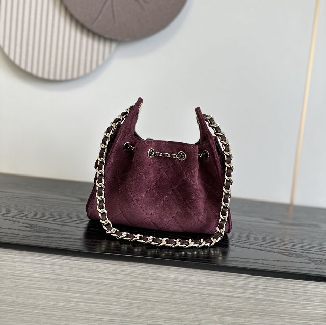 CC suede calfskin 25 mini handbag AS5631 burgundy