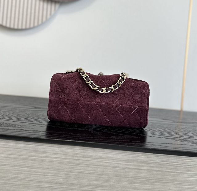 CC suede calfskin 25 mini handbag AS5631 burgundy