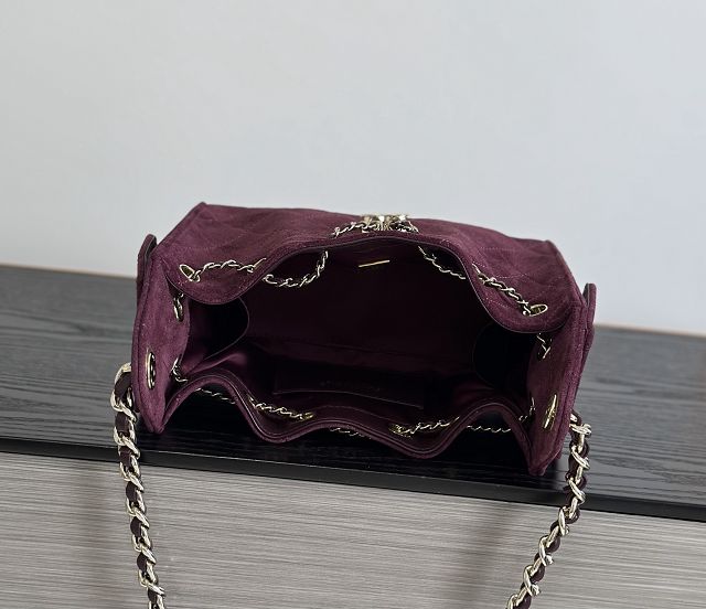 CC suede calfskin 25 small handbag AS5293 burgundy