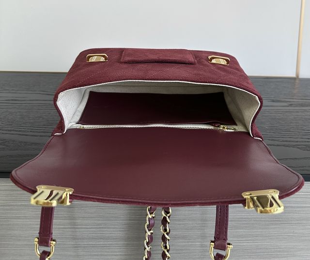 CC suede calfskin backpack AS6465 bordeaux