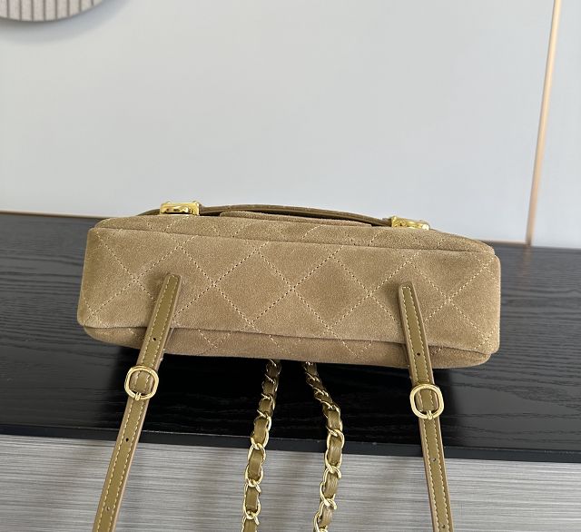CC suede calfskin backpack AS6465 dark beige