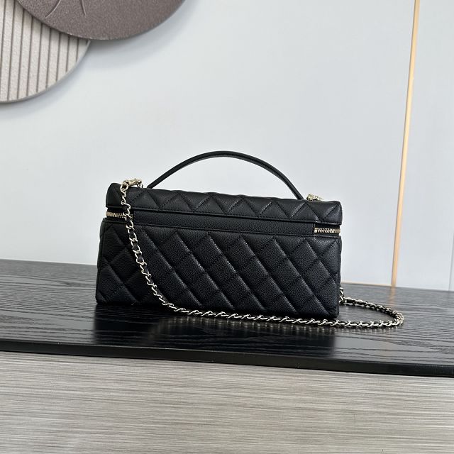 CC grained calfskin vanity with chain AP5436 black