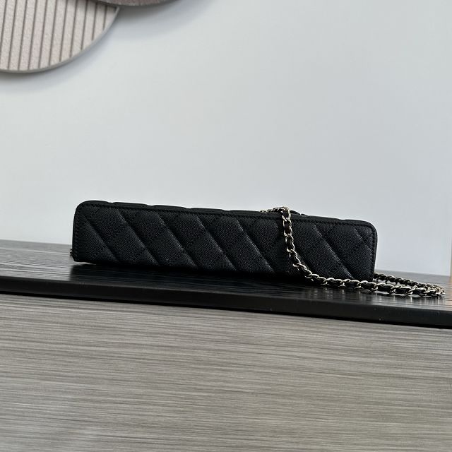 CC grained calfskin vanity with chain AP5436 black