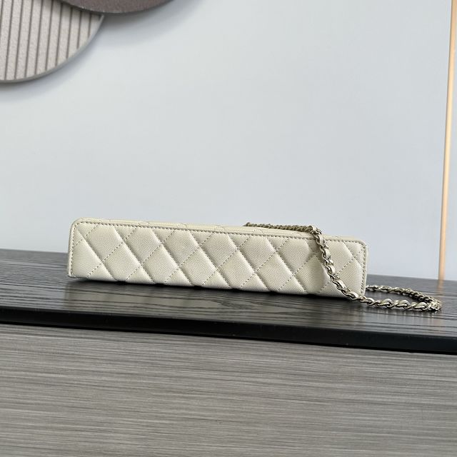 CC grained calfskin vanity with chain AP5436 light beige