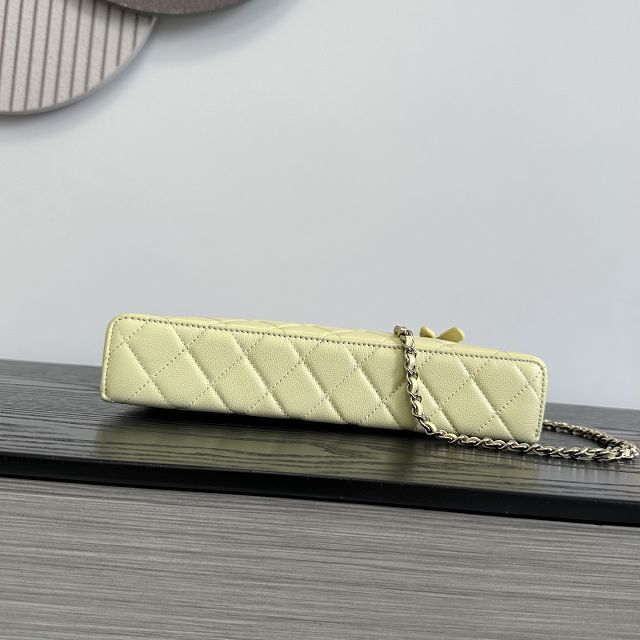 CC grained calfskin vanity with chain AP5436 yellow