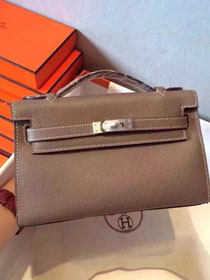 2017 hermes original epsom leather mini kelly 22 clutch K012 grey