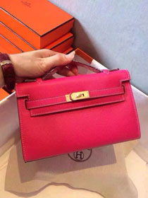 2017 hermes original epsom leather mini kelly 22 clutch K012 rose red