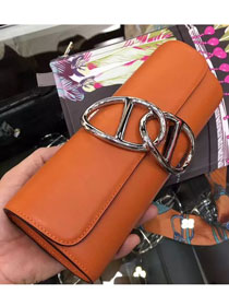 Hermes original calfskin handmade egee clutch E001 orange