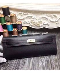 hermes original swfit leather kelly cut 31 clutch H032 black