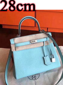 Hermes original togo leather kelly 28 bag K28 lake blue