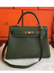 Hermes original togo leather kelly 32 bag K32 vert veronese