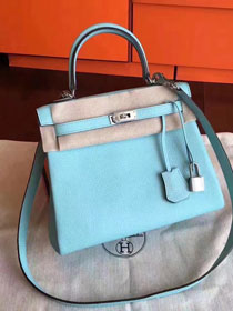 Hermes original togo leather kelly 32 bag K32 lake blue