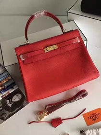 Hermes togo leather kelly 32 bag K032 red