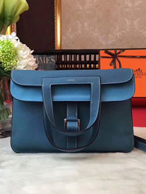 Hermes original togo leather halzan 31 bag H031 blue