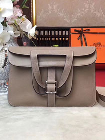 Hermes original togo leather halzan 31 bag H031 light gray