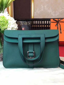 Hermes original togo leather halzan 31 bag H031 vert fonce