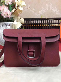 Hermes original togo leather halzan 31 bag H031 wine