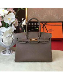 Hermes original epsom leather birkin 25 bag H25 gray