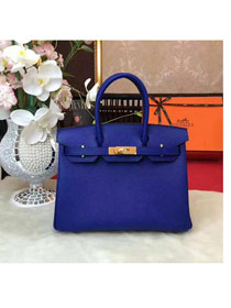 Hermes original epsom leather birkin 25 bag H25 royal blue