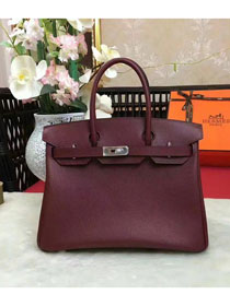 Hermes original epsom leather birkin 30 bag H30 burgundy