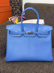 Hermes original epsom leather birkin 35 bag H35-3 sky blue