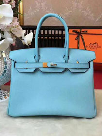 Hermes original epsom leather birkin 35 bag H35-3 light blue 