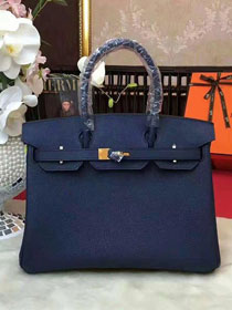 Hermes original togo leather birkin 35 bag H35-1 dark blue