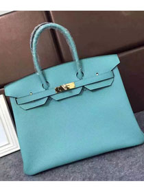 Hermes original togo leather birkin 35 bag H35-1 lake blue