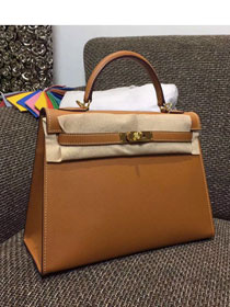 Hermes original epsom leather kelly 32 bag K32-1 brown