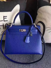 Hermes original epsom leather kelly 32 bag K32-1 electric blue