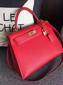 Hermes original epsom leather kelly 32 bag K32-1 red