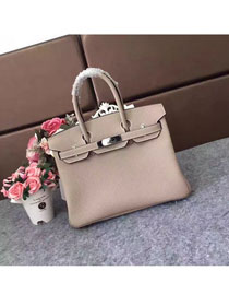 Hermes original togo leather birkin 25 bag H25-1 light grey