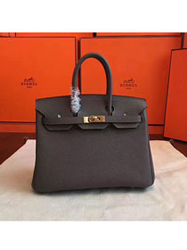 Hermes original togo leather birkin 25 bag H25-1 dark gray