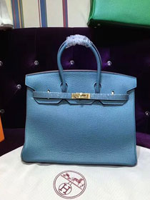 Hermes top togo leather birkin 35 bag H35-2 blue