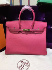 Hermes top togo leather birkin 35 bag H35-2 rose red