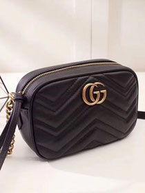 2017 GG marmont matelasse calfskin mini bag 448065 black