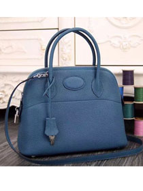 Hermes original togo leather small bolide 27 bag B027 blue